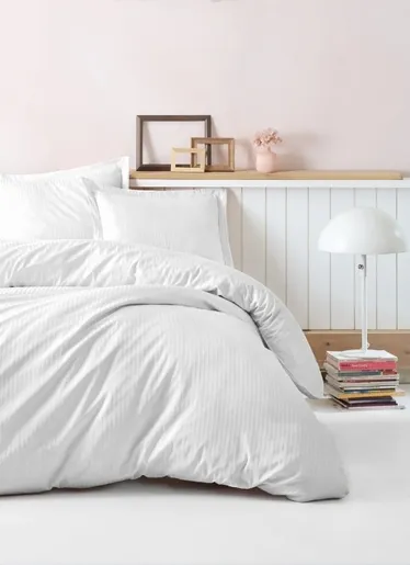 Dekordom Posteljina cb elegant stripe saten - beyaz