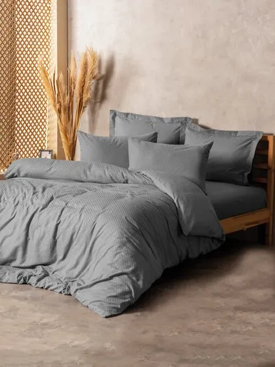 Dekordom Posteljina cb ranforce double - plaid - gri