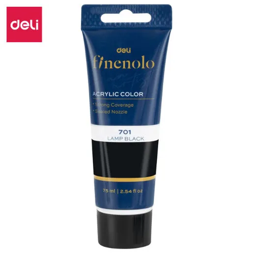 DELI AKRILNA BOJA  U TUBI CRNA 75ml EC75-BK