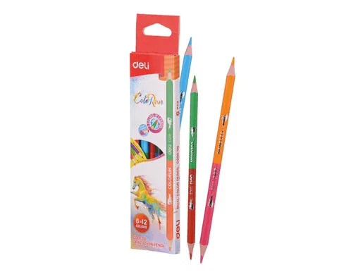 DELI DRVENE BOJICE  DVOBOJNE 1/6 12 BOJA EC00500