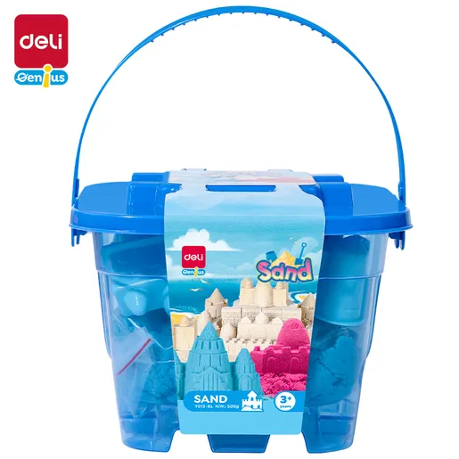 DELI KINETIČKI PESAK  U KANTICI SA 6 MODLI 500g PLAVI EY013-BL