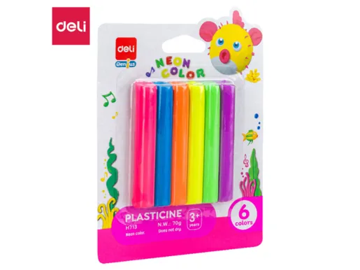 DELI PLASTELIN  70G - 6 FLUO BOJA EH713