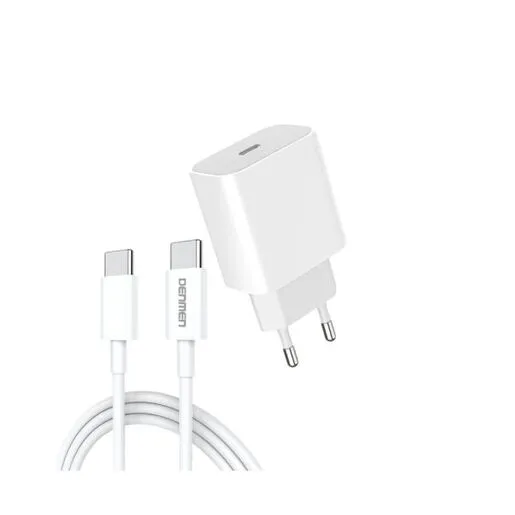 DENMEN DC06T Punjač za mobilne Type C 20W Fast + Type C kabl bela