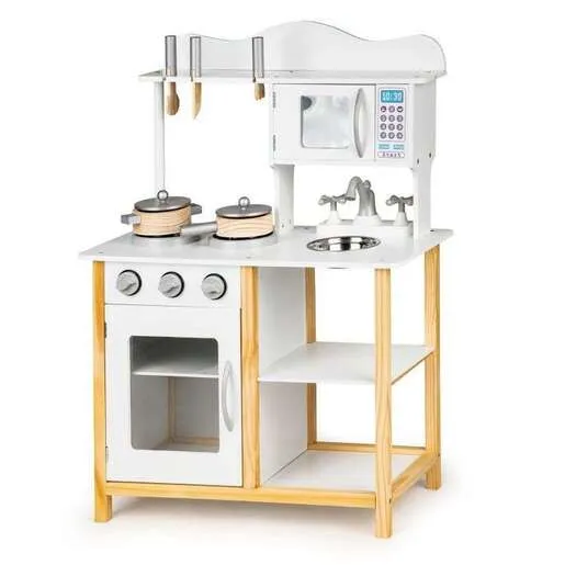 Eco Toys drvena kuhinja za decu + dodaci, bela (TK040A-WHITE)