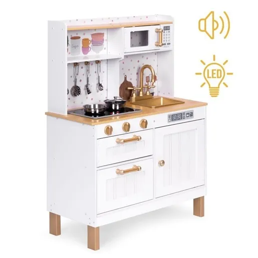 Eco Toys Drvena kuhinja za decu zvuk i led diode large sa ormarićima i 7 doadataka 7275