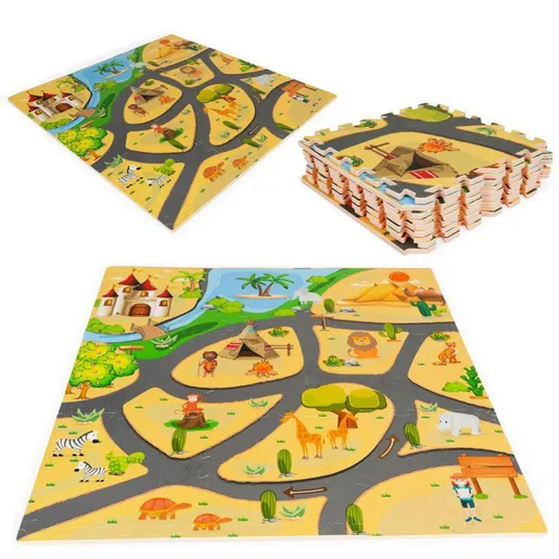 Eco Toys podloga za igru za decu SAFARI PUZZLE, 9 Elemenata 93x93cm (ECOEVA009)