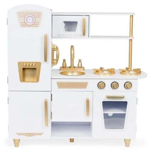Eco Toys Velika drvena kuhinja za decu White And Gold 7267