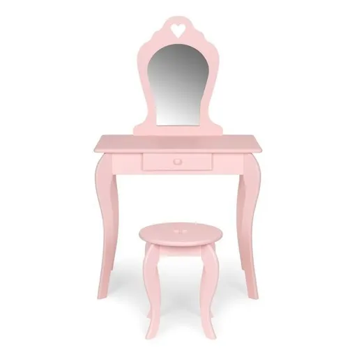 Eco Toys Veliki drveni sto za šminkanje za devojčice sa ogledalom, pink, FH-KF200011-P