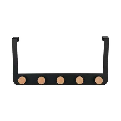 ESTIA ČIVILUK ZA VRATA SA 5  KUKICA METAL DRVO CRNI ES02-18283