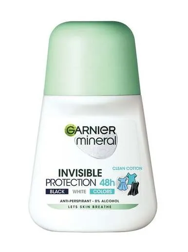 Garnier Mineral Invisible Black, White &amp; Colors roll-on 50ml Cotton