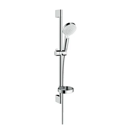 Hansgrohe Crometta 100 Chrome tuš set: ručni tuš sa 2 mlaza, Isiflex 1600 crevo za tuš i usponska šipka sa kliznim držačem i policom 26553400