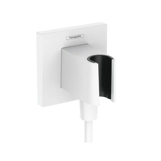 Hansgrohe FixFit E Square Matt White priključak za crevo ručnog tuša sa držačem za ručni tuš sa nepovratnim ventilom 26889700