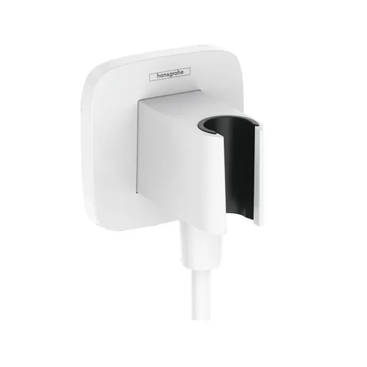 Hansgrohe FixFit Q Softsquare Matt White priključak za crevo ručnog tuša sa držačem za ručni tuš sa nepovratnim ventilom 26887700