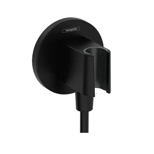 Hansgrohe FixFit S Round Matt Black priključak za crevo ručnog tuša sa držačem ručnog tuša sa nepovratnim ventilom 26888670