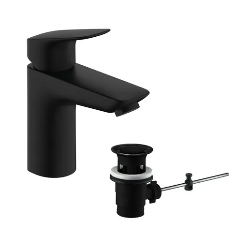 Hansgrohe Logis 100 Matt Black baterija (slavina) za umivaonik sa odlivnim ventilom sifona pop-up 71100670