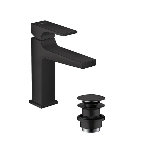 Hansgrohe Metropol 110 Matt Black baterija (slavina) za umivaonik sa odlivnim ventilom sifona push-open 32507670