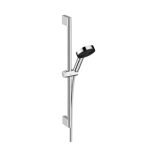 Hansgrohe Pulsify Select S 105 Chrome tuš set: ručni tuš sa 3 mlaza, Isiflex B 1600 crevo za tuš i usponska šipka sa kliznim držačem 24161000