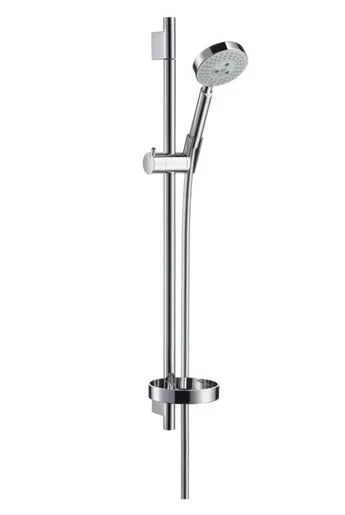 Hansgrohe Raindance S 100 Chrome tuš set: ručni tuš sa 3 mlaza, Isiflex B 1600 crevo za tuš i usponska šipka sa kliznim držačem i policom 27882000