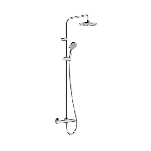 Hansgrohe Vernis Blend 200 Chrome tuš sistem usponski sa termostatskom baterijom, ručnim tuš setom i okruglim nadglavnim tušem 26276000