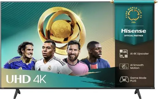 Hisense LED TV 43" 43A6Q, 4K Ultra HD, VIDAA OS Smart TV, AI 4K Upscaler, AI Smooth Motion, Game Mode PLUS, Dolby Vision
