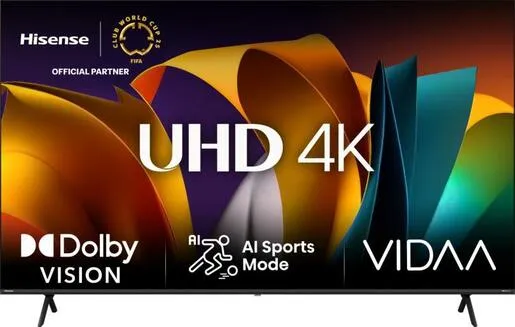 Hisense LED TV 85" 85A6N, 4K Ultra HD, VIDAA OS Smart TV, Direct Full Array, 4K AI Upscaler, Dolby Vision, DTS® Virtual:X™, Dolby Audio