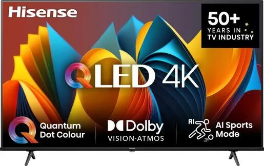 Hisense QLED TV 65" 65E7NQ, 4K Ultra HD, VIDAA OS Smart TV, Quantum Dot Colour, Dolby Vision-Atmos, 4K AI Upscaler, DTS® Virtual:X™
