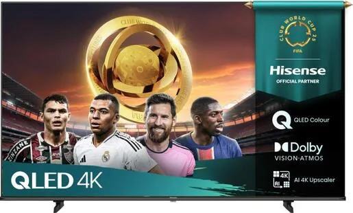 Hisense QLED TV 65" 65E7Q, 4K Ultra HD, VIDAA OS Smart TV, QLED Colour, Dolby Vision Atmos, AI 4K Upscaler, AI Smooth Motion
