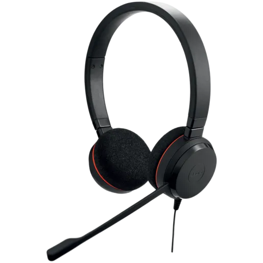 JABRA EVOLVE 20 MS Stereo USB Headband, Noise cancelling, USB connector, with mute-button and volume control on the cord, with foam ear cushion, Microsoft optimized