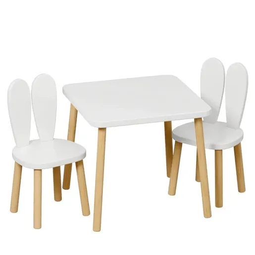 KINDER HOME Dečiji drveni sto sa 2 stolice - BUNNY TF-6176
