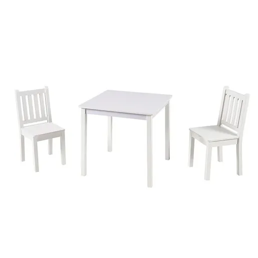 KINDER HOME Dečiji drveni sto sa 2 stolice, set za učenje, crtanje, igru, jelo - BELI TF-6644-V