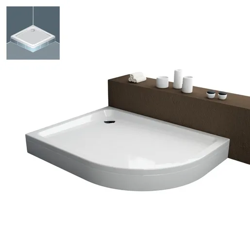 Kolpa San Malur D White 80x100x4 R550 tuš kada desna polukružna ugradna od sanitarnog akrila sa odlivom Ă90mm 793600