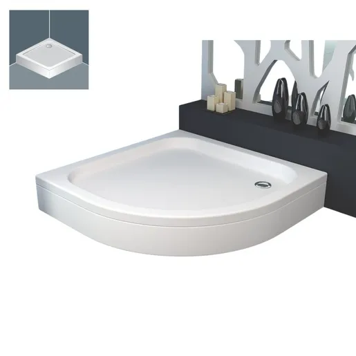 Kolpa San Ontex White 80x80x17 R550 tuš kada polukružna ugradna od sanitarnog akrila sa oblogom i postoljem sa odlivom Ă52mm 755140