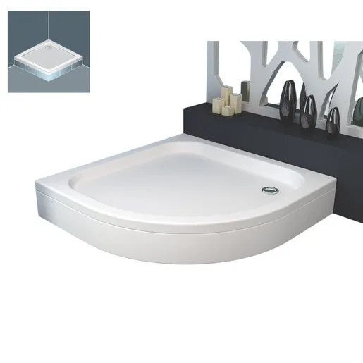 Kolpa San Ontex White 80x80x6 R550 tuš kada polukružna ugradna od sanitarnog akrila sa odlivom Ă52mm 754870