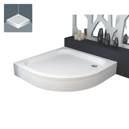 Kolpa San Ontex White 90x90x17 R550 tuš kada polukružna ugradna od sanitarnog akrila sa odlivom Ă52mm, oblogom i postoljem 755150