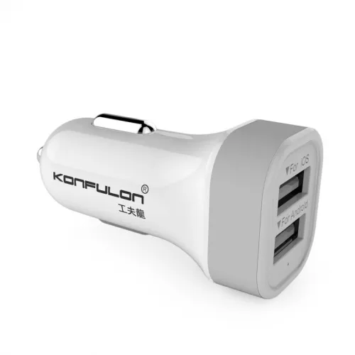 Konfulon C17 10W, (2 x USB-A) Beli Auto Punjač