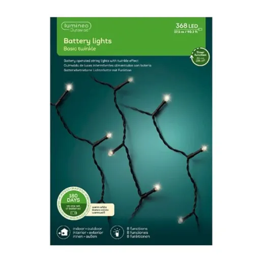 LED novogodišnje lampice baterija 8 funkcija topla bela L2750cm Lumineo 497261