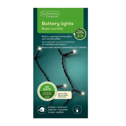 LED novogodišnje lampice baterija 8 funkcija topla bela L710cm Lumineo 497141