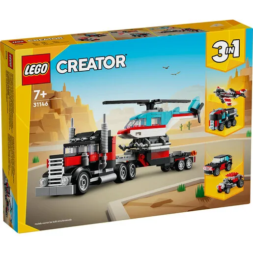LEGO Kamion s ravnom platformom i helikopterom 31146