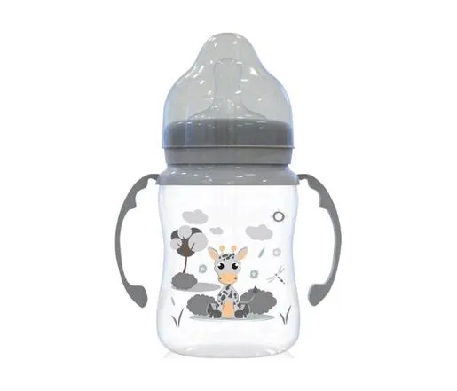 Lorelli flašica sa ručicama Wide Neck ANIMALS Icy Grey 250ml (10200720003)
