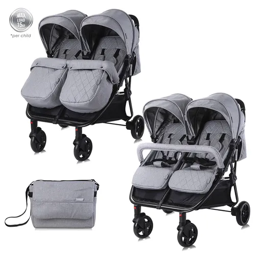 Lorelli kolica za blizance  DUO + TORBA Cool Grey (10021542386)