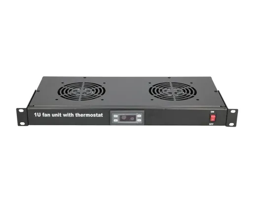 MAXPRO LINE Ventilacioni panel-polica, dva ventilatora i termostat, 1U