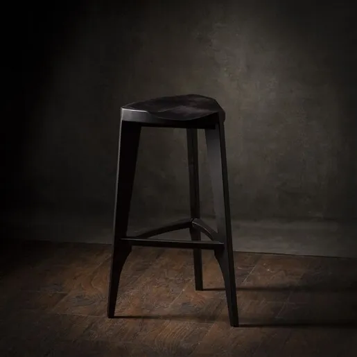 Meda furniture Drvena Barska stolica crna