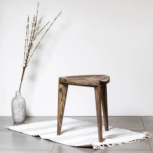 Meda furniture Drvena hoklica Jasen izdubljena L