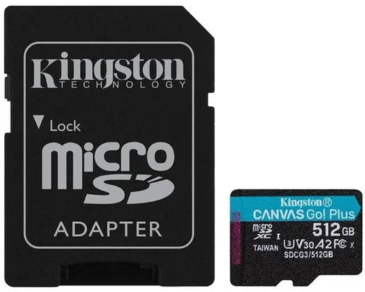 Memorijska kartica Kingston Canvas Go! Plus, microSDXC, 512GB, R170/W90 MB/s, U3 (SDCG3/512GB)