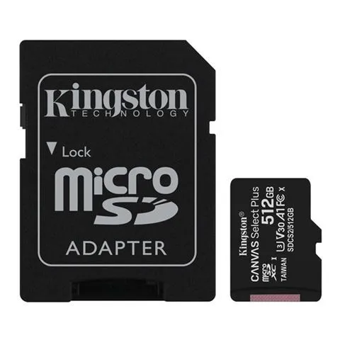 Memorijska kartica Kingston Canvas Select Plus, microSDXC, 512GB, W100/R85 MB/s, U3 (SDCS2/512GB)