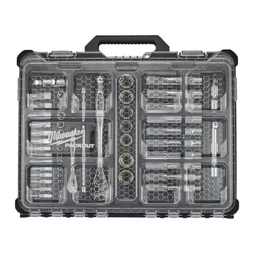 Milwaukee PACKOUT račna i nasadni ključevi 1/4" / 1/2" 63kom 4932493661