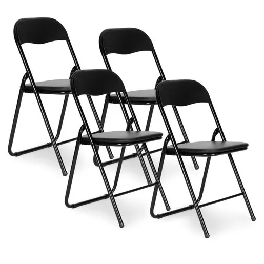 Modern Home Set od 4 skopivih stolica black eco-leather PJJBS0024-04