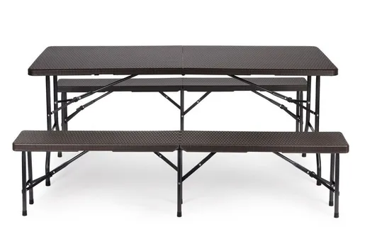 Modern Home Sklopivi set sto180cm sa 2 klupe ratan brown RZK80B2PCSRBK18