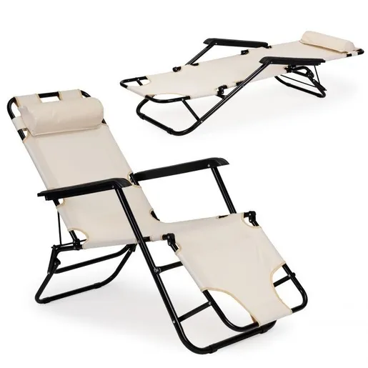 Multi Garden Baštenska ležaljka sa naslonom za glavu, sklopive konstrukcije, bež, ZRL010 BEIGE