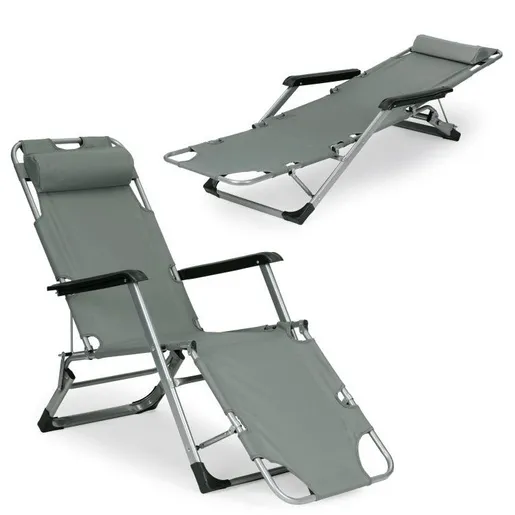 Multi Garden Baštenska ležaljka za plažu 2u1, siva, ZRL010F GRAY
